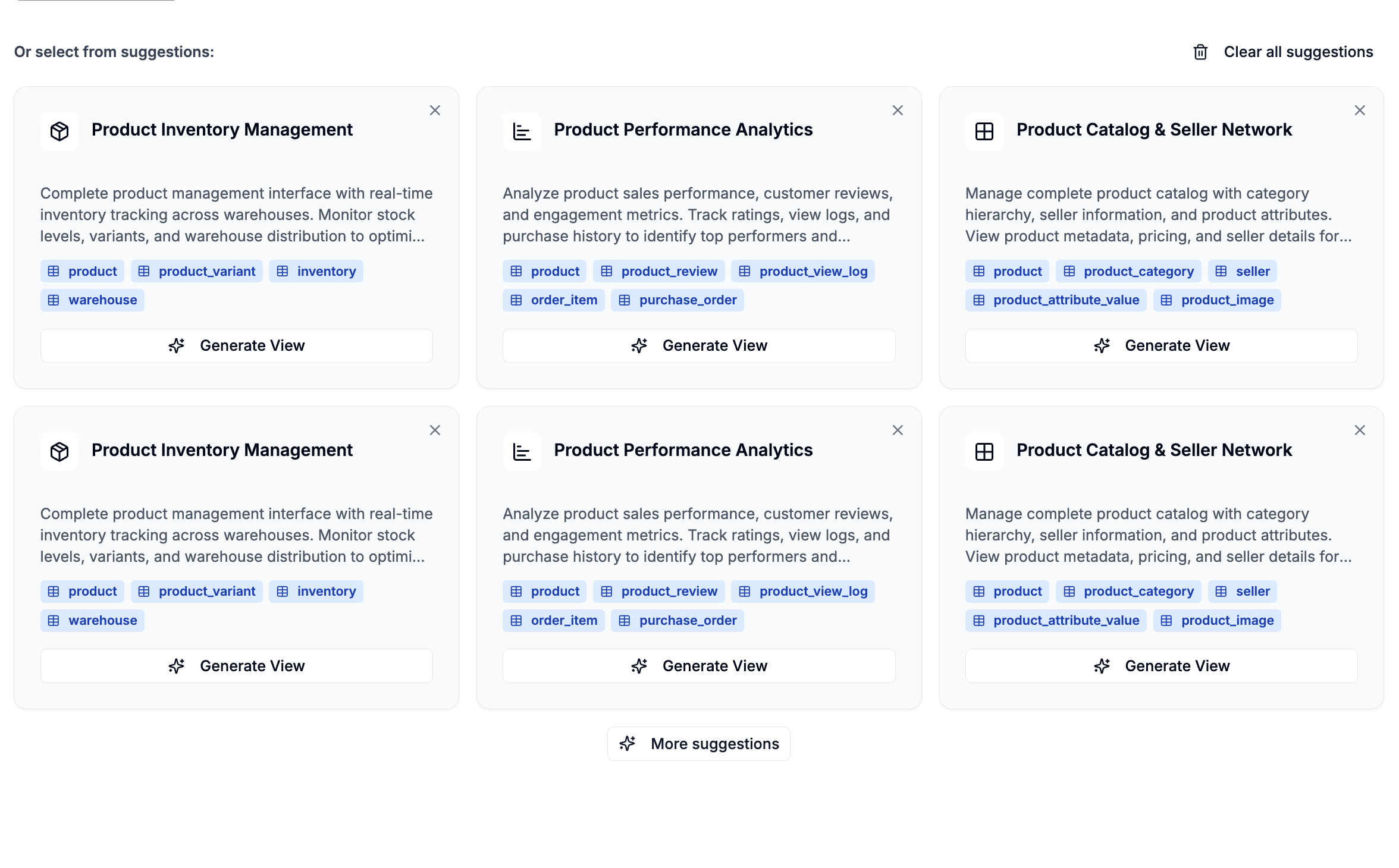 AI-generated view suggestions